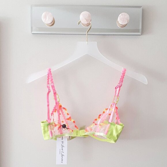 NWT For Love & Lemons x Victoria's Secret Tossed Heart embroidery Bra, XS - Picture 11 of 13